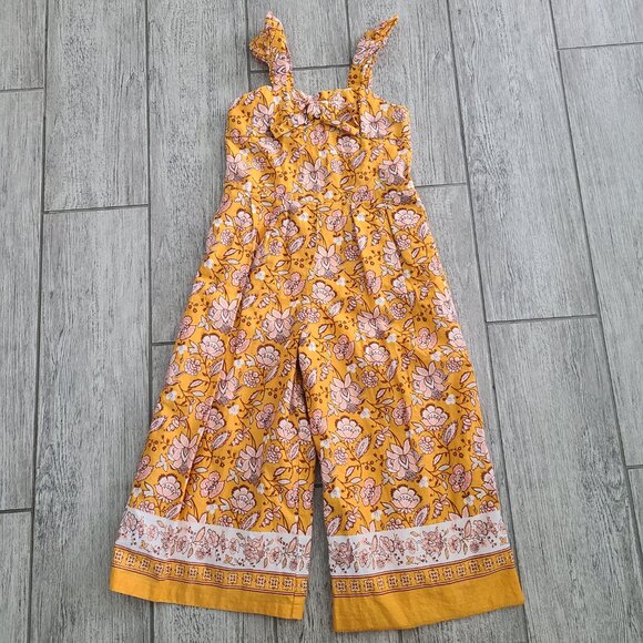 Janie and Jack Girls Floral Wide Leg Jumpsuit Yellow Pink Size 4 - Picture 1 of 9